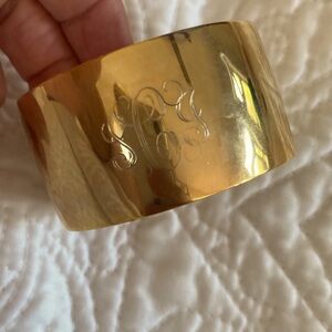 Gold Monogrammed Cuff Bracelet
Initials SJC with C largest and in middle.